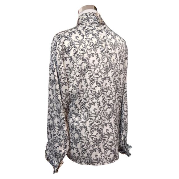 VINTAGE Satin Blouse Top Shirt 12 High Neck Classic Timeless CareerOffice Dressy - Picture 12 of 13